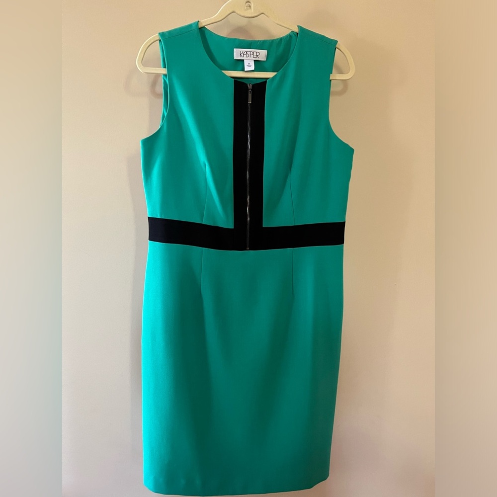 Kasper Sleeveless Color-block Dress Size 12 Green/Black